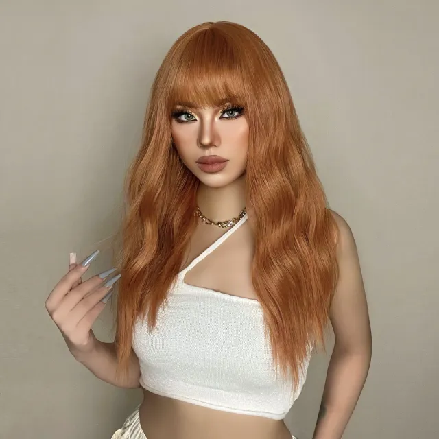 Women's Orange Long Hair Wig Orange - Shop at LoveMi