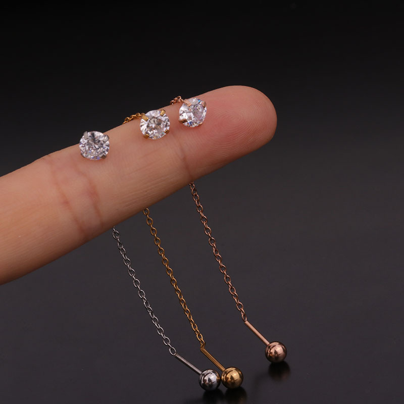 European And American Simple Pendant Ear Bone Studs Geometric Shape Stainless Steel