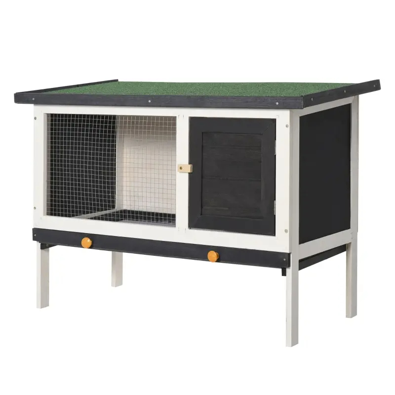 AwHut Wooden Rabbit Hutch, Bunny Cage For Small Pet W Slide-out Tray, Openable Roof