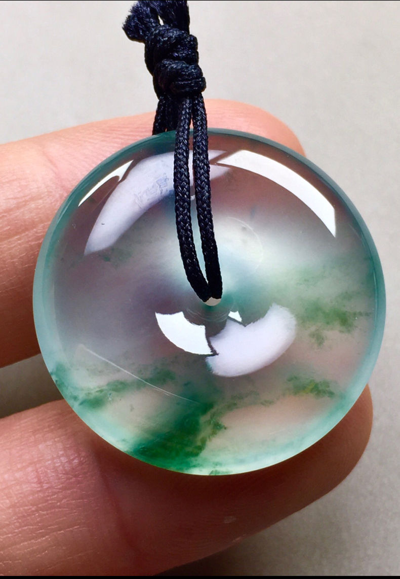 Title 3, Ice Seed Floating Flower Jade Pendant Necklace