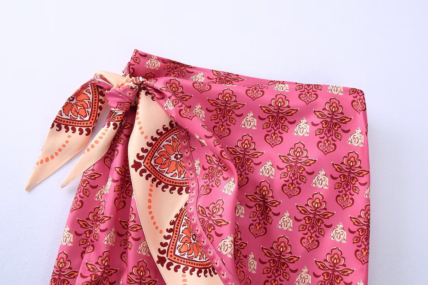 Women's High Waist Printed Bow Tie Skirt