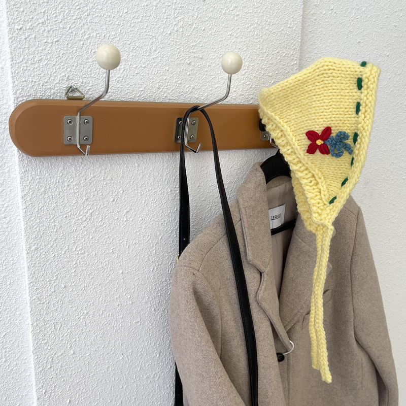 Cute Girl Handmade Wool Flower Lace Up Headscarf Warm-keeping Earmuffs