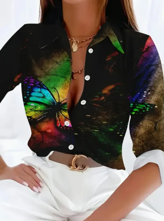 Women's Spring Summer Long Sleeve Casual Shirt Multicolour - Shop at LoveMi