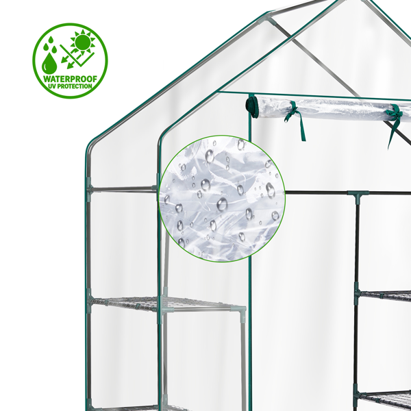 Mini Walk-in Greenhouse With PVC Cover, 4-Shelf Indoor Outdoor Plant Gardening Green House For Garden Backyard, 56inch X 29inch X 77inch, Transparent — foto 11