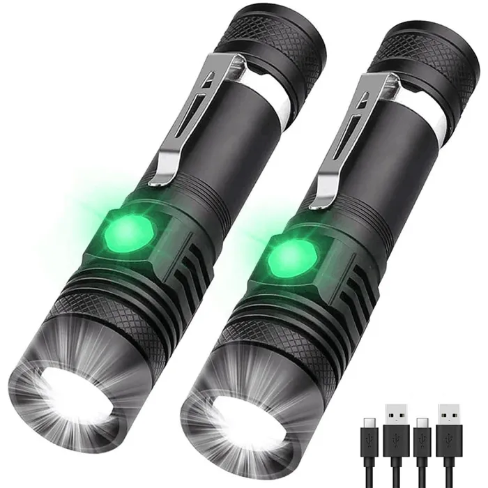 Rechargeable LED Zoom Flashlight Kit, Aluminum Pocket Torch with 18650 Battery and USB Cable for Camping, Car and Home - detail photo 4