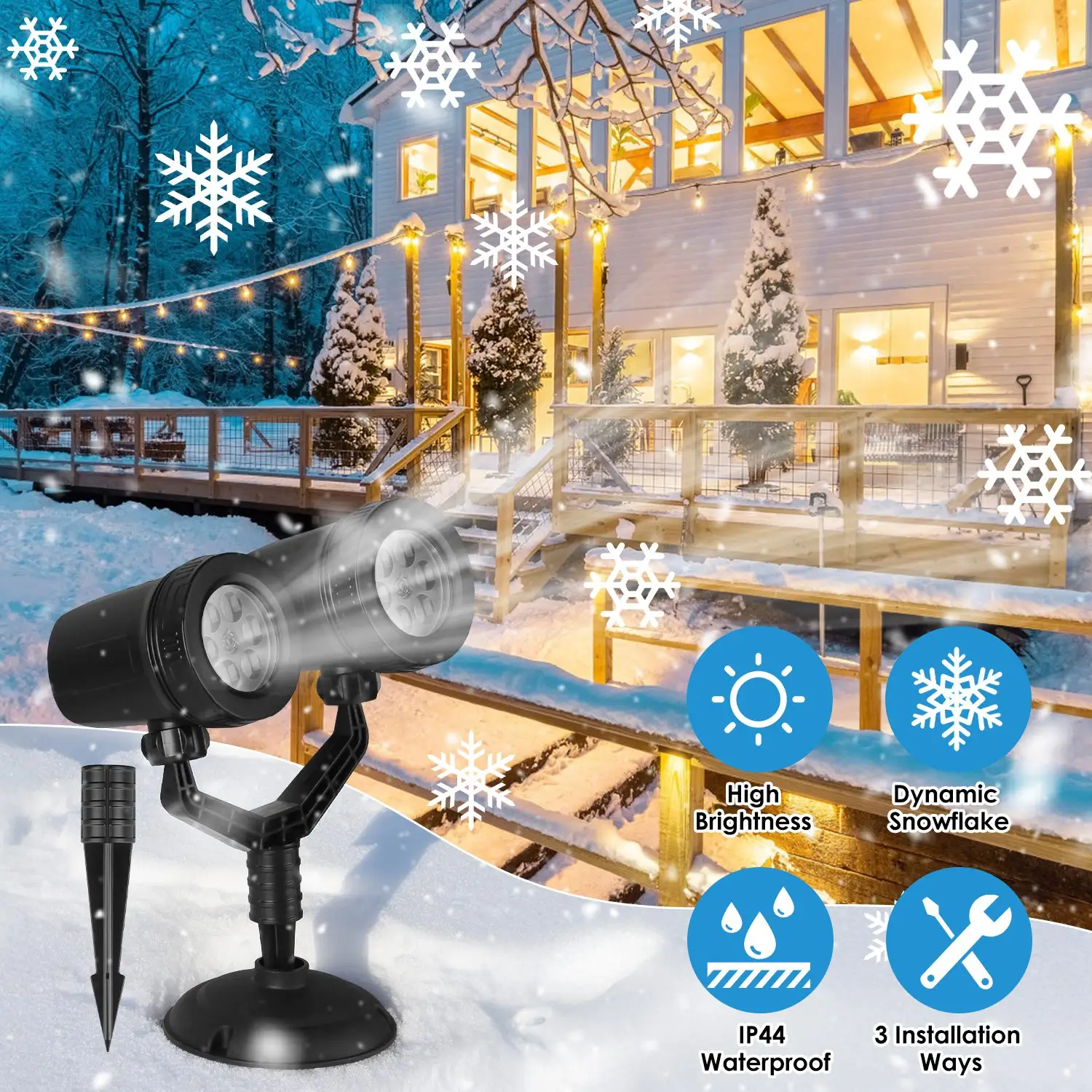 Christmas Snowflake Projector Light Dual Head LED