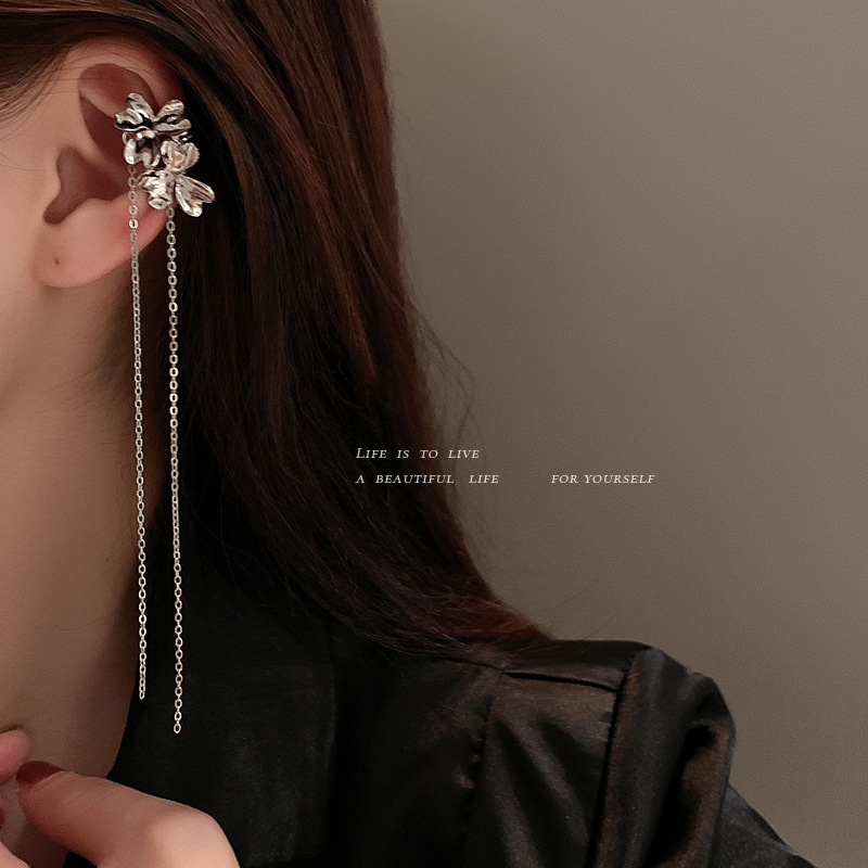 Flower Tassel Ear Bone Clip Long Style Is Thin Earrings