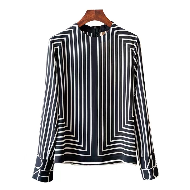 Title 2, Frans high-end vintage gestreept zijden shirt v...