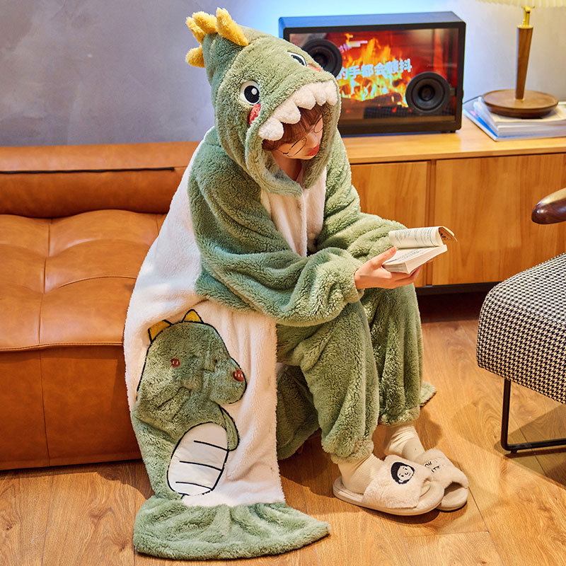 Title 1, Cute Long Flannel Home Service Suit Dinosaur