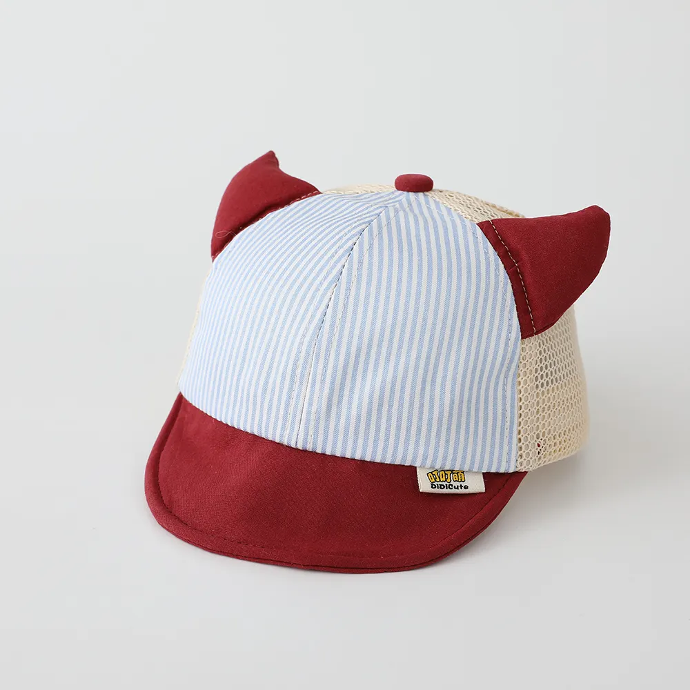 Children's Vertical Stripe Demon Horn Mesh Baseball