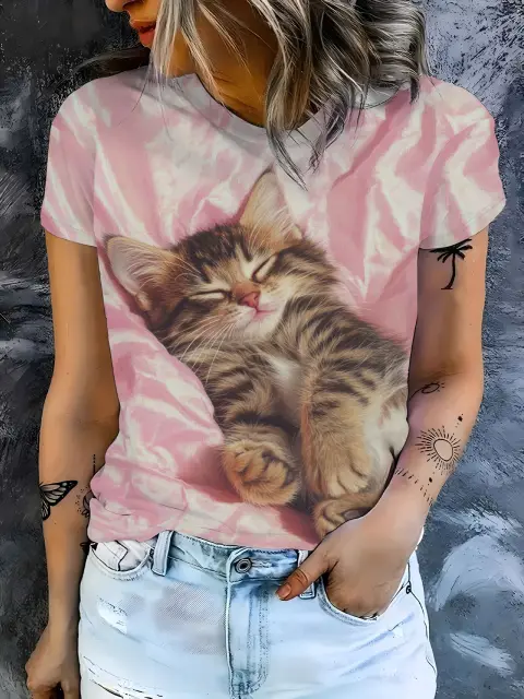 Cute 3DPrinted Short Sleeve TShirt
