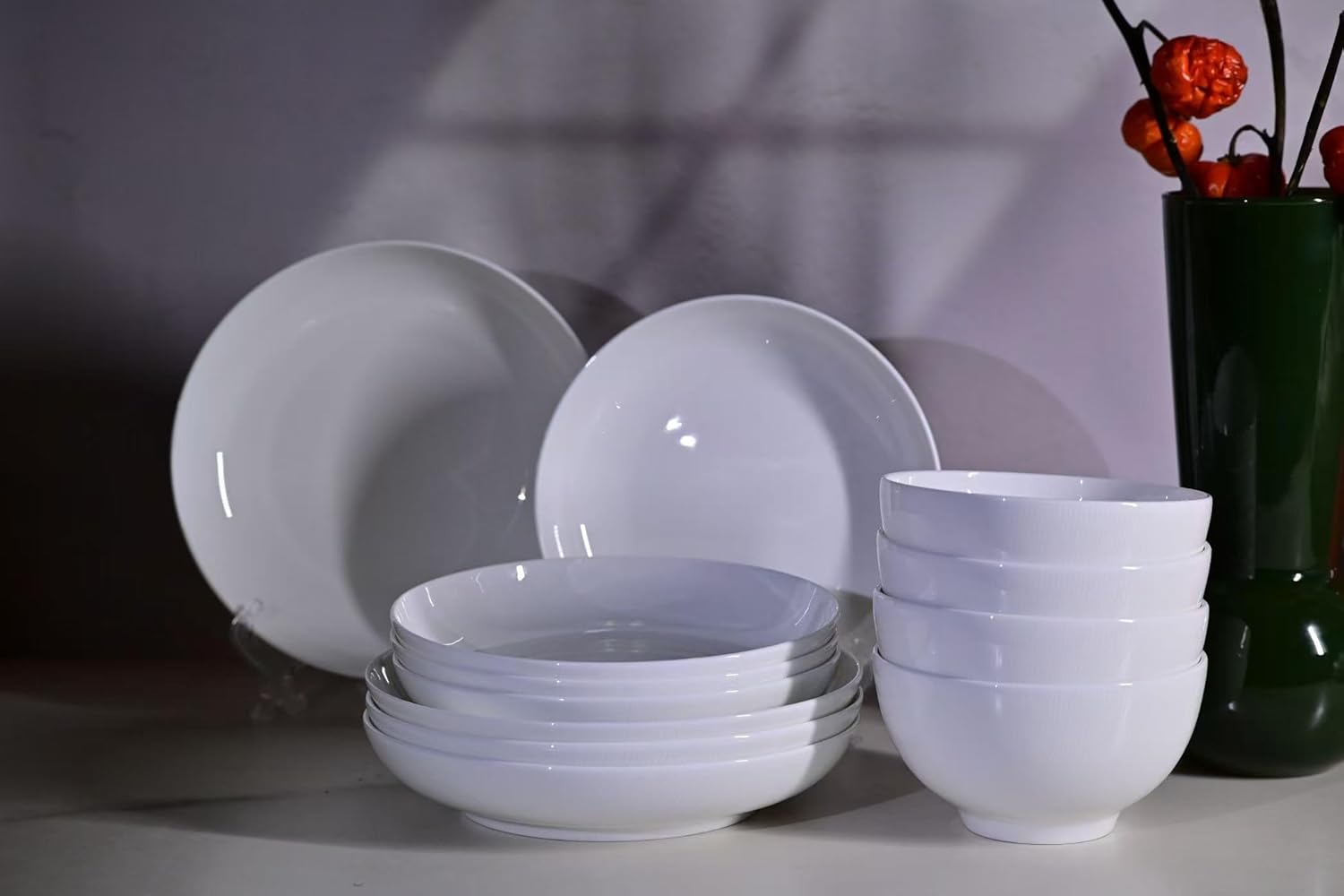 Service de table setaria bone china, 12 pièces, service pour 4, assiettes, plats – Image 6