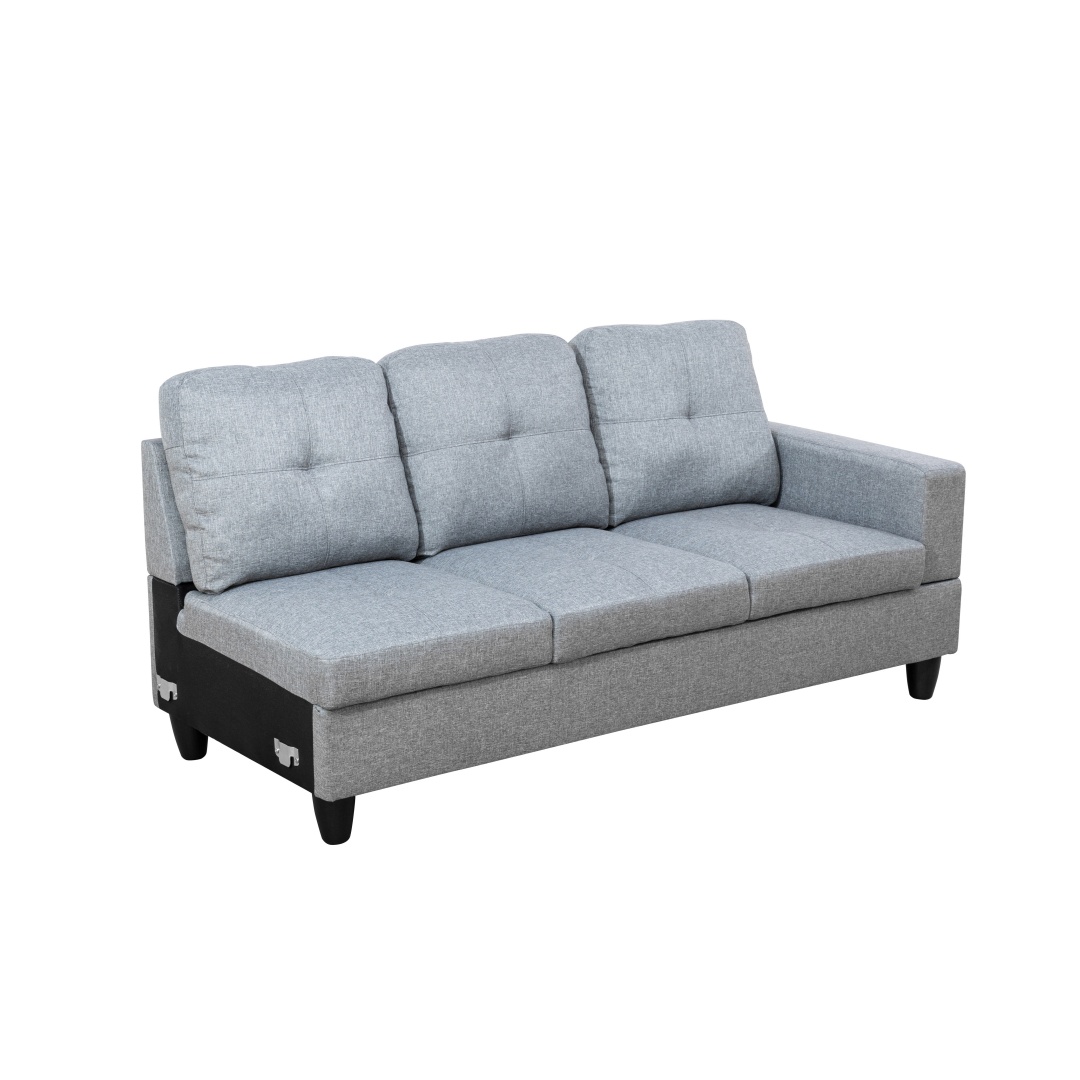 Pickup Only--Grey Linen 3-Piece Couch Living Room Sofa Set