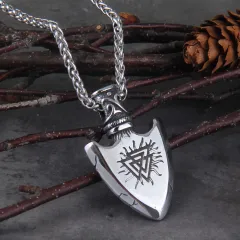 Triangle Rune Stainless Steel Pendant European And American Retro Necklace - Silver - View 1