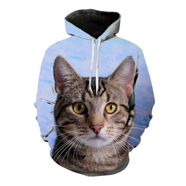 Digital Dog Print Men's Hooded Sweatshirt Jacket