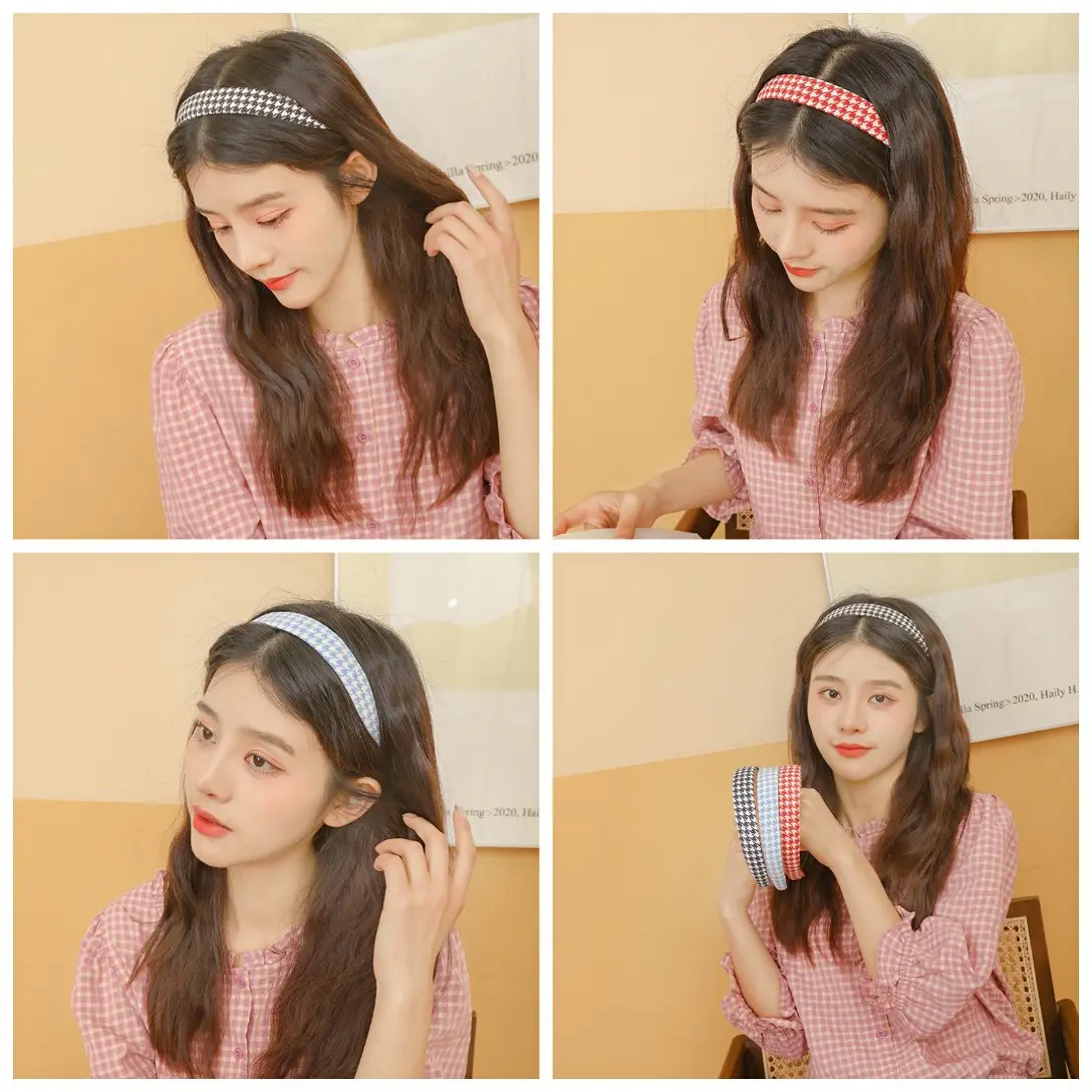 Hong Kong Style Houndstooth Headband Outer Wear