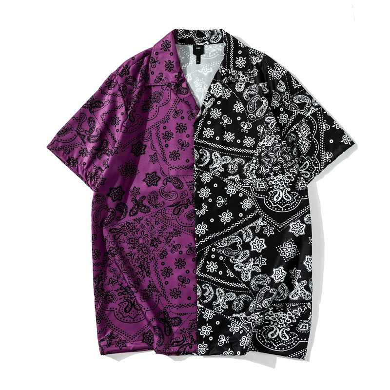 Shirt Cashew Flower Full Print Beach Cardigan Short Sleeve Men