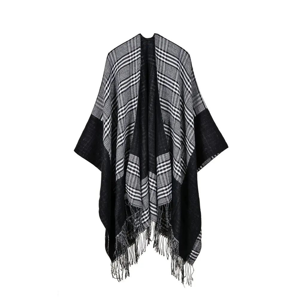 Women's Jacquard Frame Small Square Warm Shawl