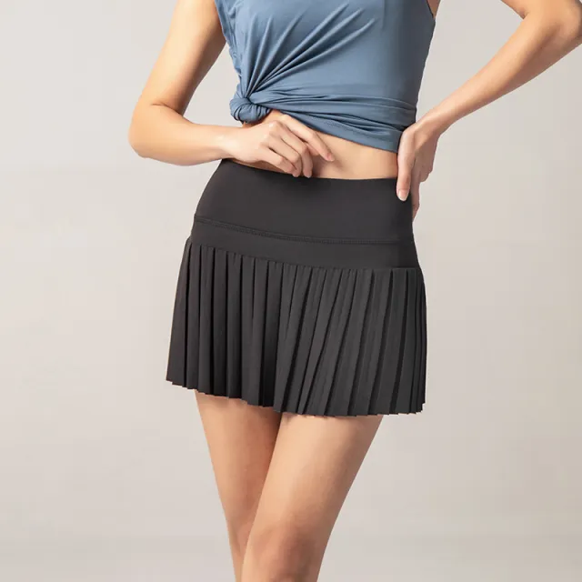 Women's Sports Fitness Shorts Hot Pants Short Skirt Yoga Pleated Skirt Black - Shop at LoveMi