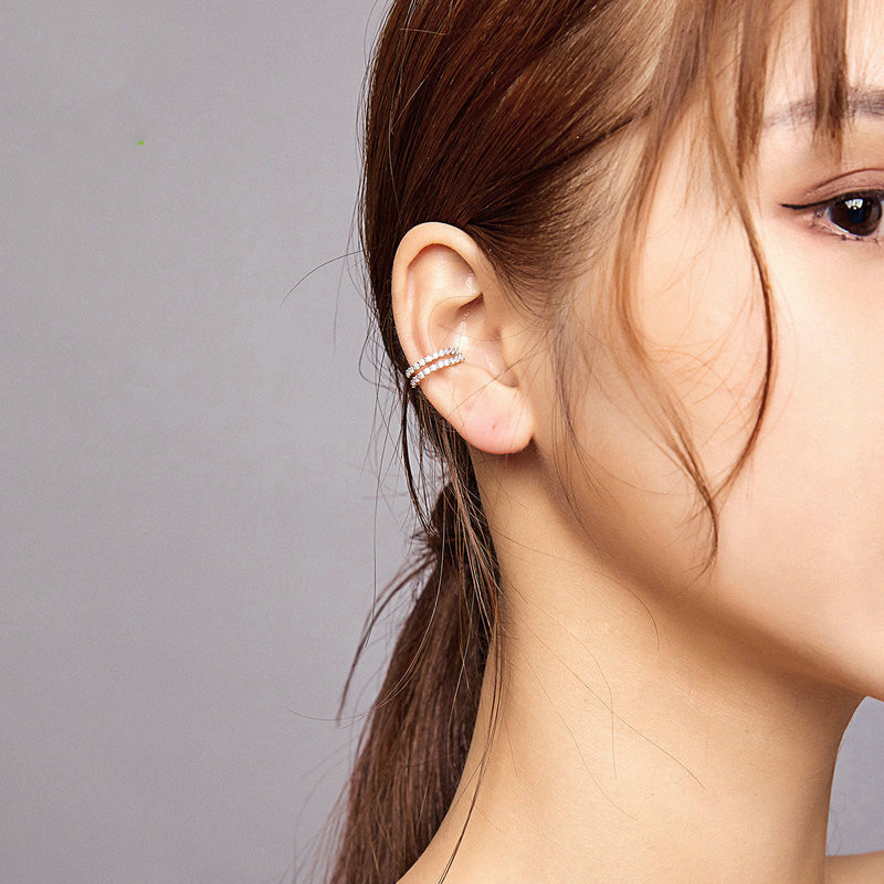 Silver Geometric Ear Clips For Men And Women