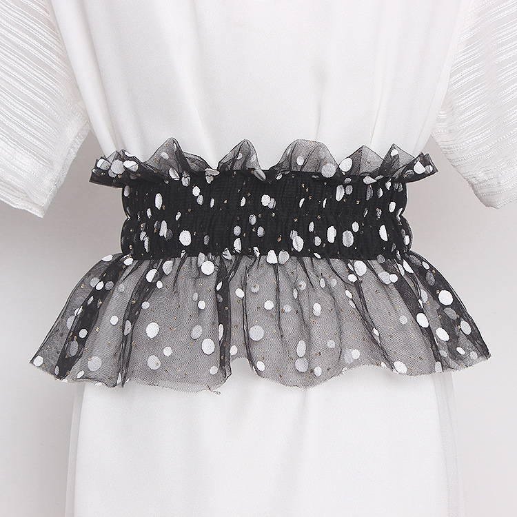 Title 1, Glitter Polka Dot Mesh Pleated Elastic Waist Me...