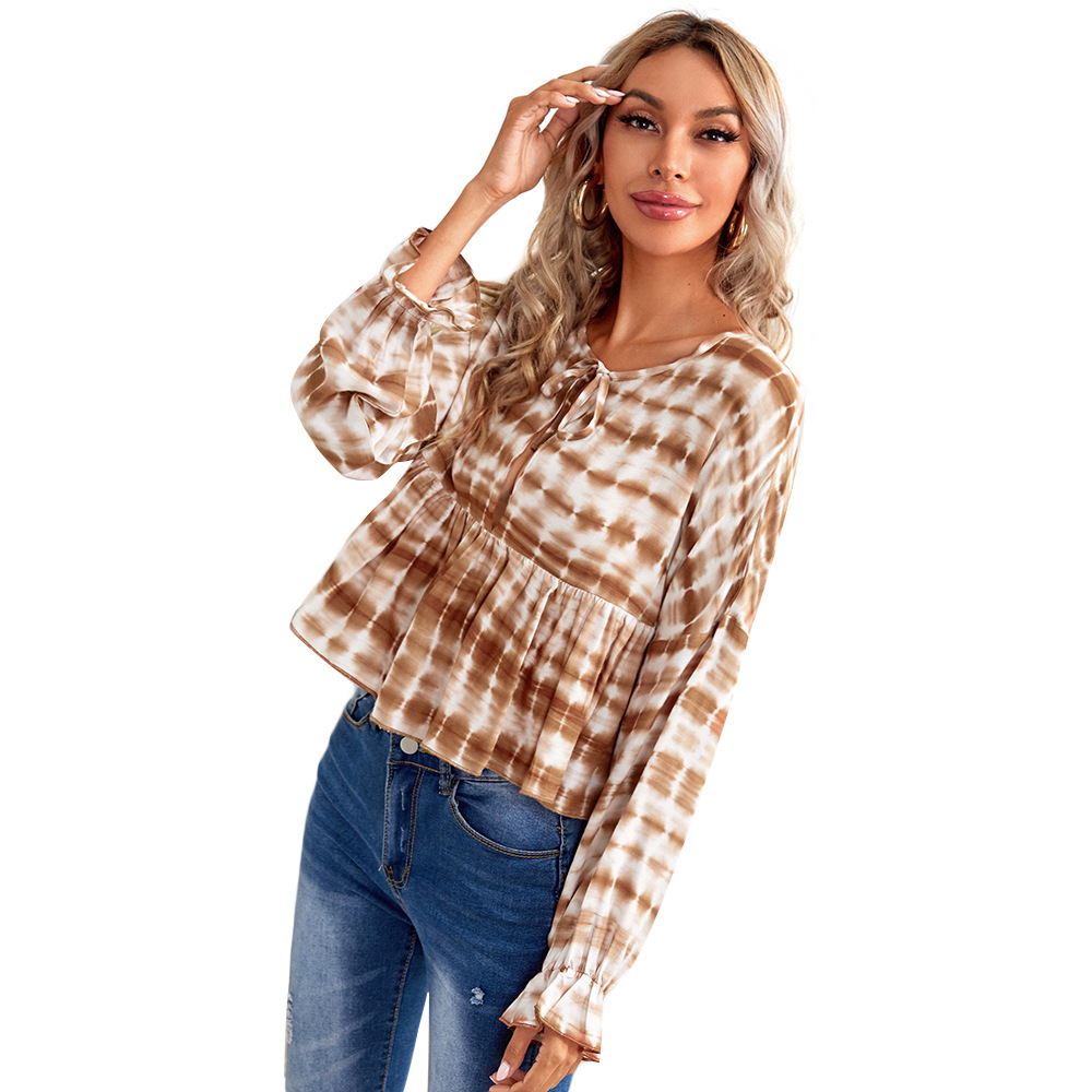 Women's Cutout Tie Long Sleeve Shirt Top