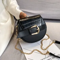High-quality Light-sensitive Saddle Bag Casual Small Round Bag - Black - View 1