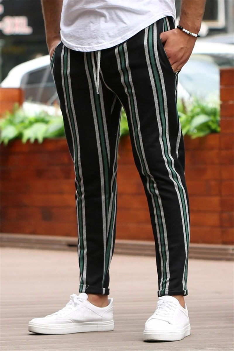 Multicolor Striped Slim-fit Casual Sports Fashion Trousers