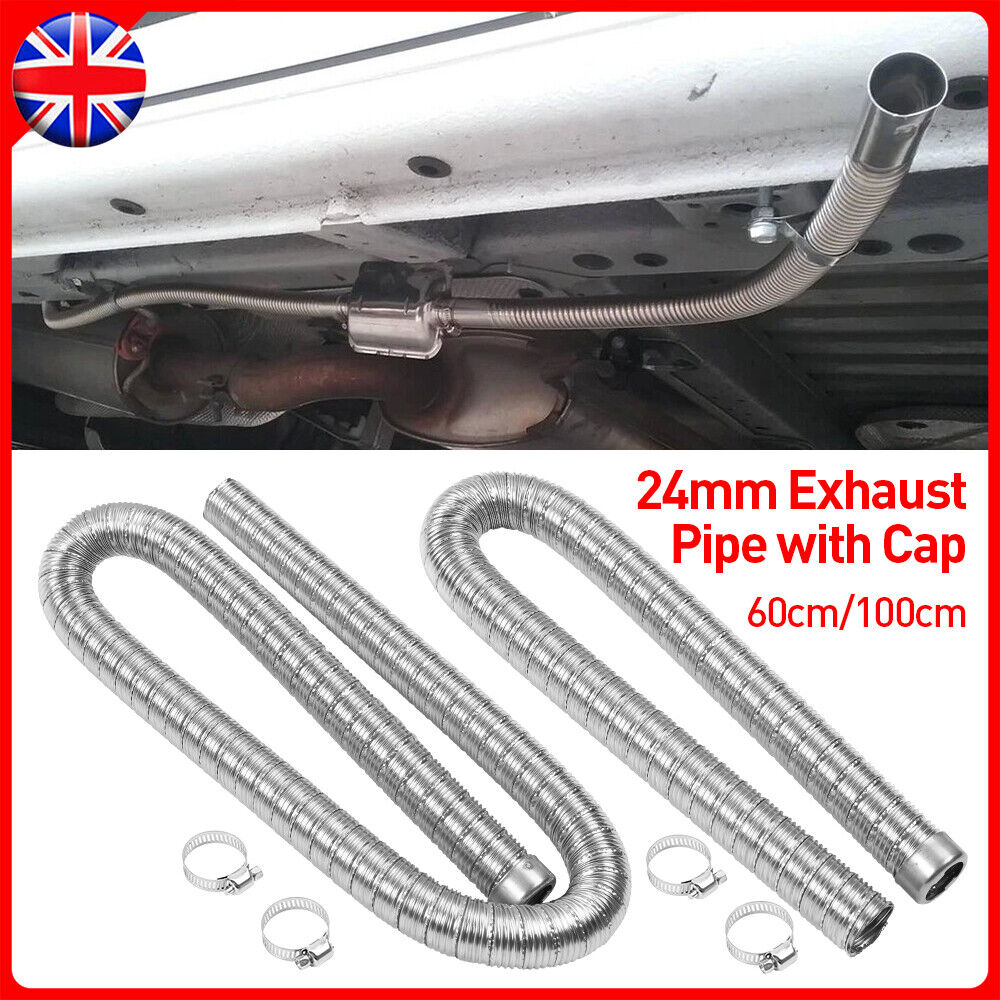 24mm Parking Di Esel Air Heater Exhaust Pipe Tube W End Cap Stainless Steel