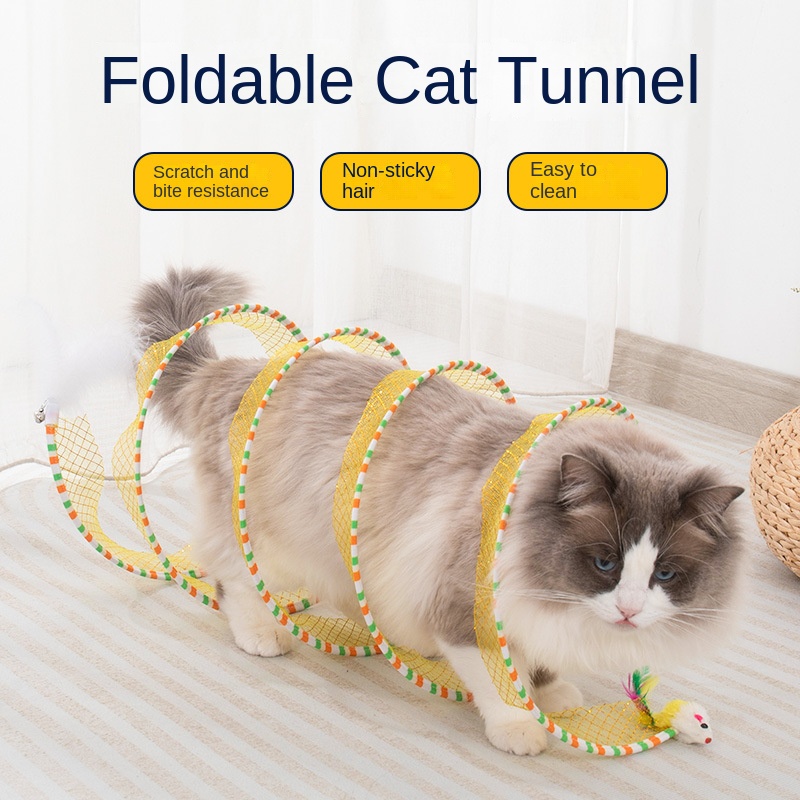 Cat Toy Cat Tunnelcat Teasing Stick Long Pole Bite-resistant Self-pleasure Boredom Relief Feather Supplies