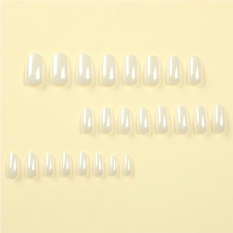 24 PCS Aurora White Nail Art, Length Long Water Pipe Fake Nails, Had Nail Tips False Nail