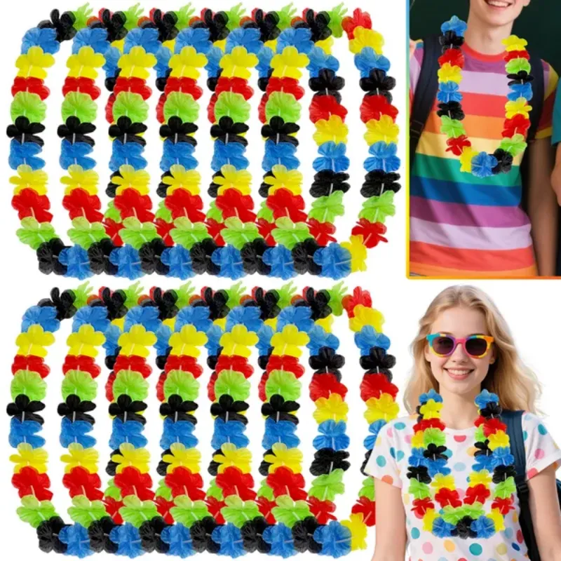 24 Colorful Hawaiian Leis Back To School Party Photo Booth Prop Tropical Flower Necklace Leis For First Day Of School Teacher Appreciation Graduati...