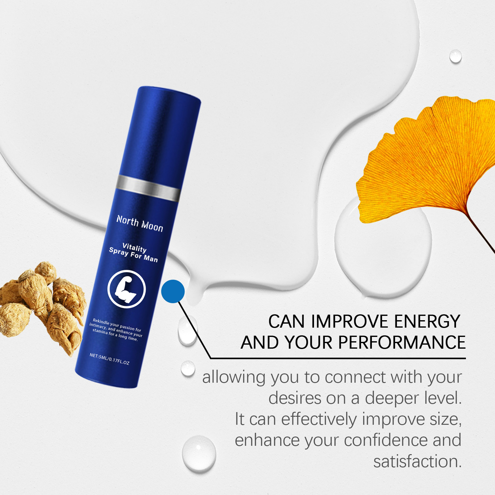 Men Vitality Intimate Spray With Epimedium, Ginseng & Maca Root Extracts, Enhance Stamina & Intimate Pleasure