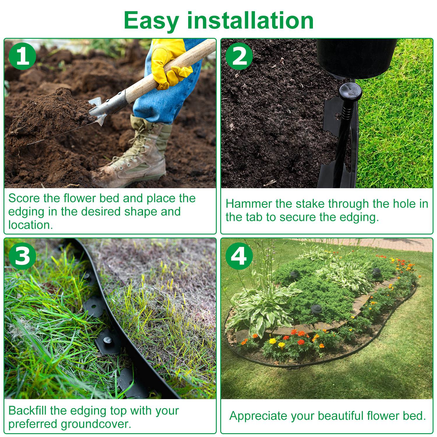 Non-Digging Plastic Garden Edging Kit Plastic Garden Border 