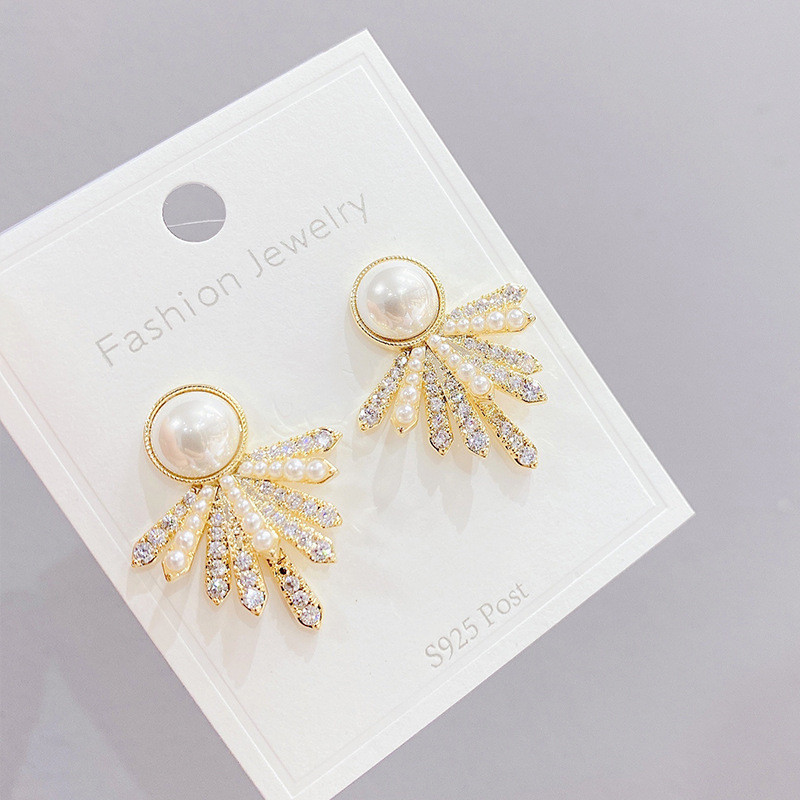 Irregular Geometry Silver Needle Earrings Femininity Korea