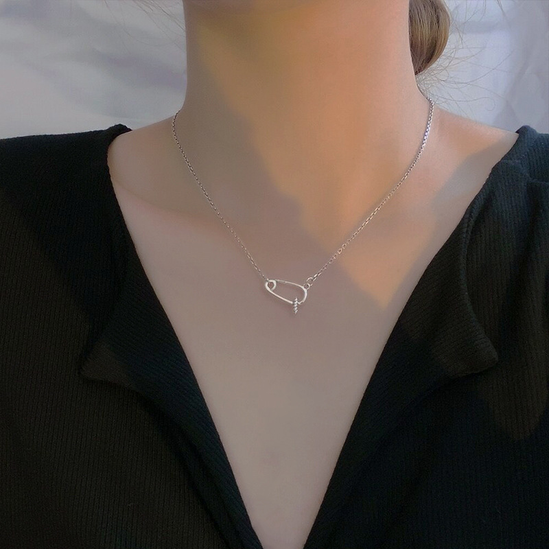 S925 Sterling Silver Geometric Retro Thai Silver Necklace Women