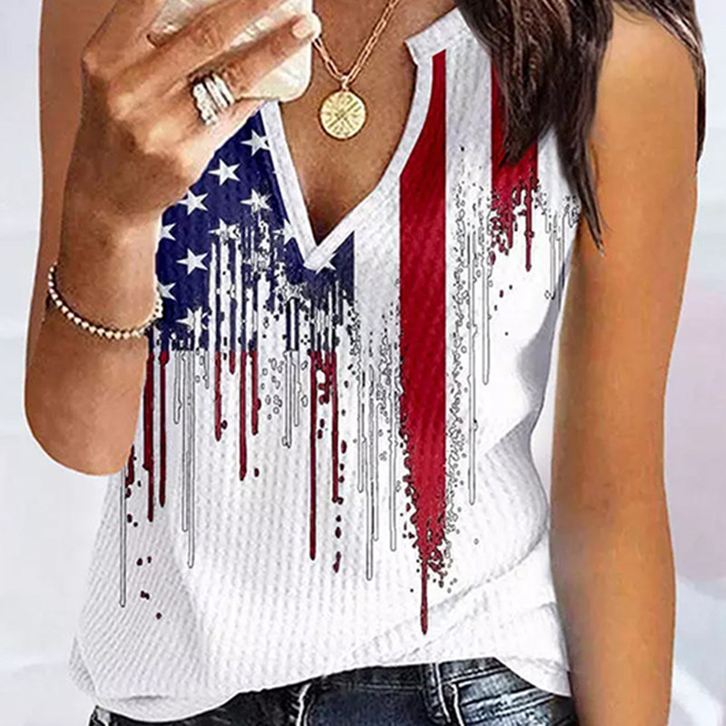 Thin V-neck Vest Women's Printed Sleeveless Top