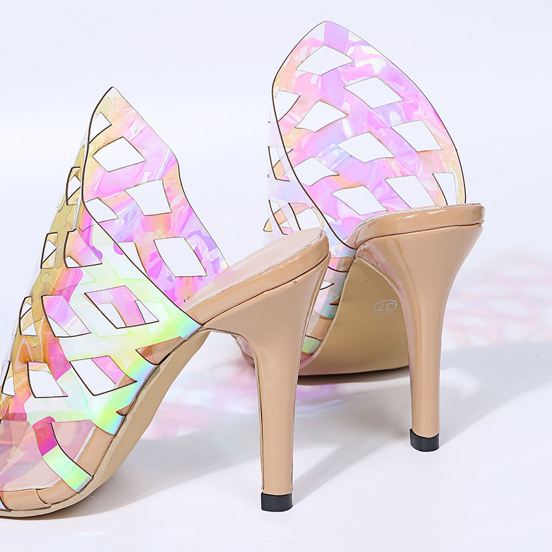 Fashion Lady's Laser Colorful High Heel Slippers