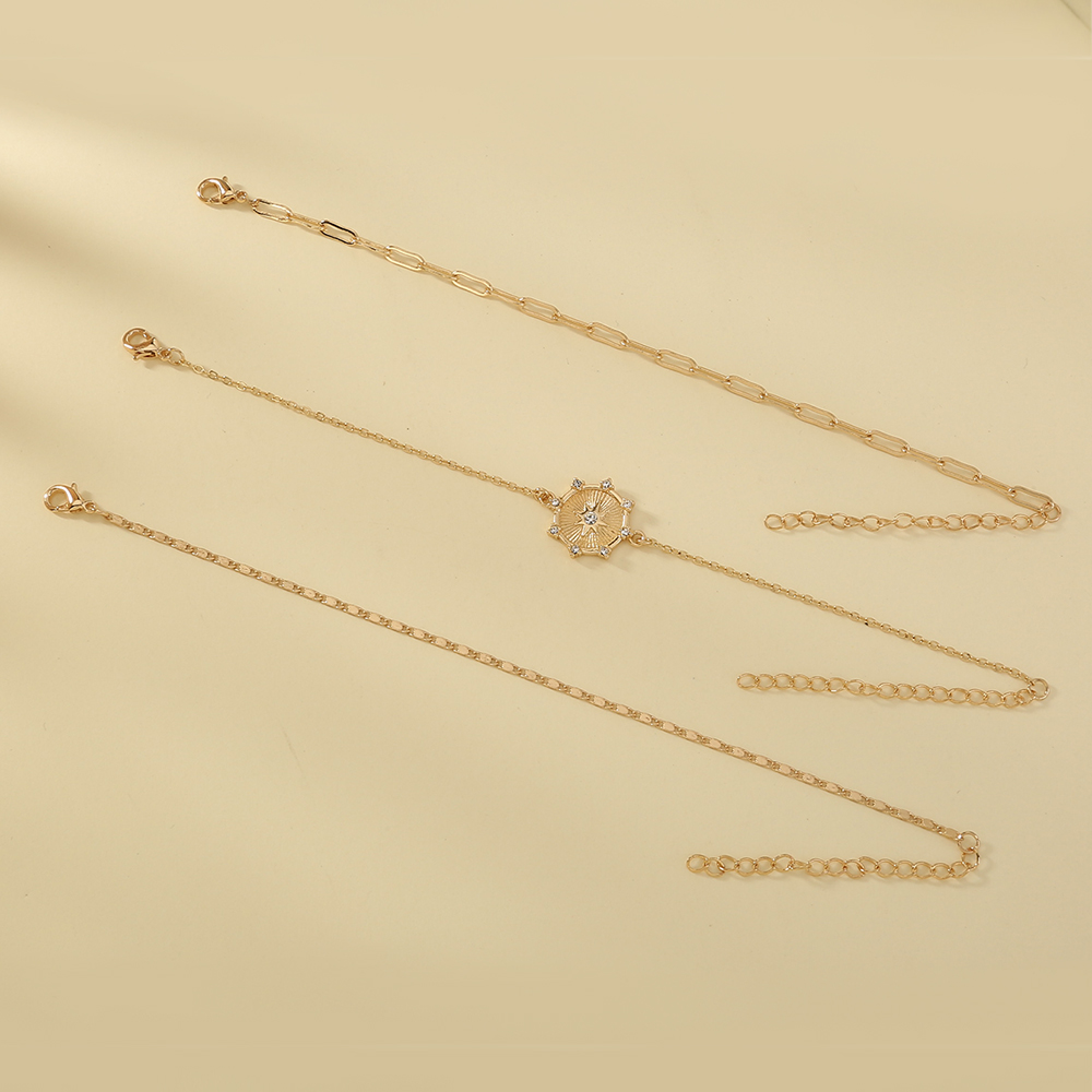 Small Design Star Star studded diamond tag tag lattice chain multi-layer Bracelet woman