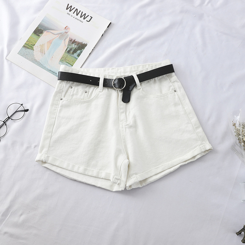 Women's High Waist Curled Denim Shorts