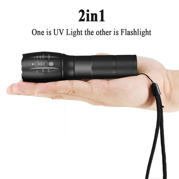 2-in-1 LED Flashlight, Ultraviolet And White Light, Adjustable Focus LED Inspection Light-TK,TMEU For Self-pickup