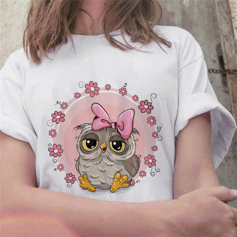 Title 7, Owl Cute Cartoon Print Short Sleeve