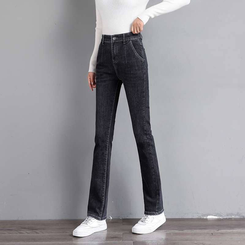 Bootcut Jeans Loose High Waist Slim And Versatile Straight Leg Black - Shop at LoveMi