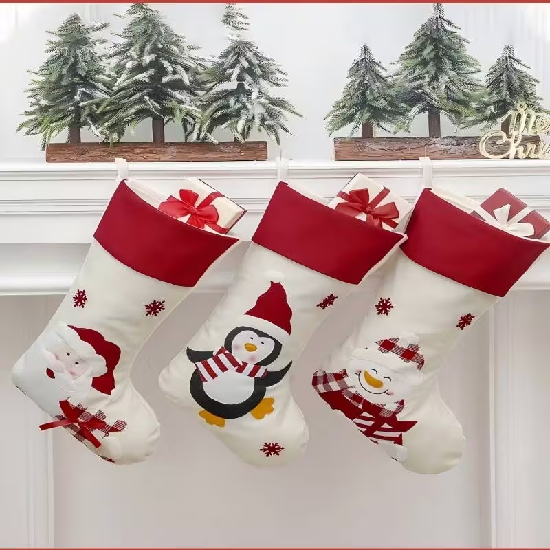 Large Christmas Sock Set - 47 Cm With Santa, Snowman And Penguin Designs — image 5