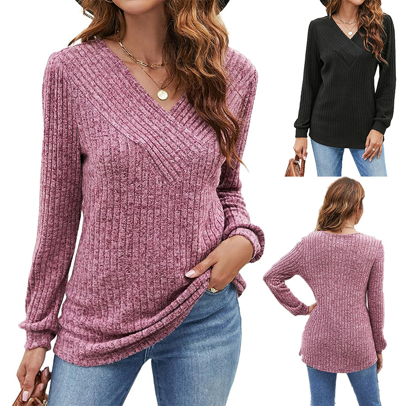 Women's Plus Size Long Sleeve V-neck Casual Top