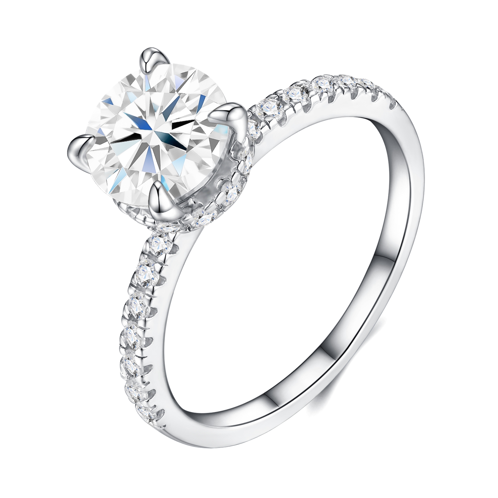 luksuslik hõbesõrmuste komplekt moissaniidiga