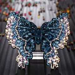 Korean Crystal Diamond Hairpin Headdress Large - Blue - View 1