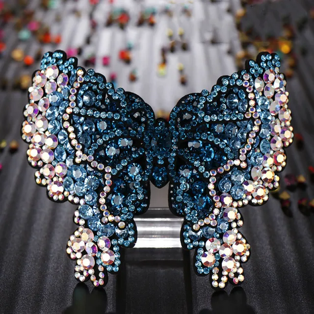 Korean Crystal Diamond Hairpin Headdress Large Blue - Shop at LoveMi