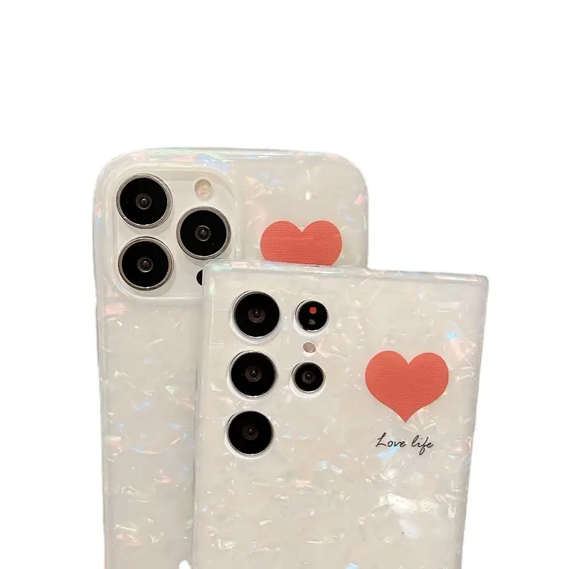 Shell Pattern Love Heart Mobile Phone Case Plastic Protective Shell