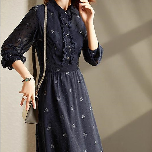 Long-Sleeve A-Line Midi Dress, picture 2 of 5
